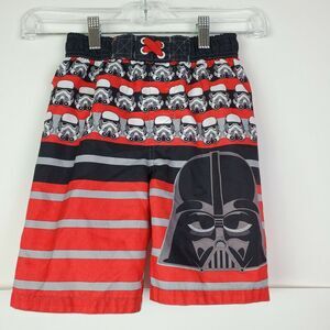 Star Wars Boys Swim Trunks Red‎ Darth Vader Storm Trooper Size Small